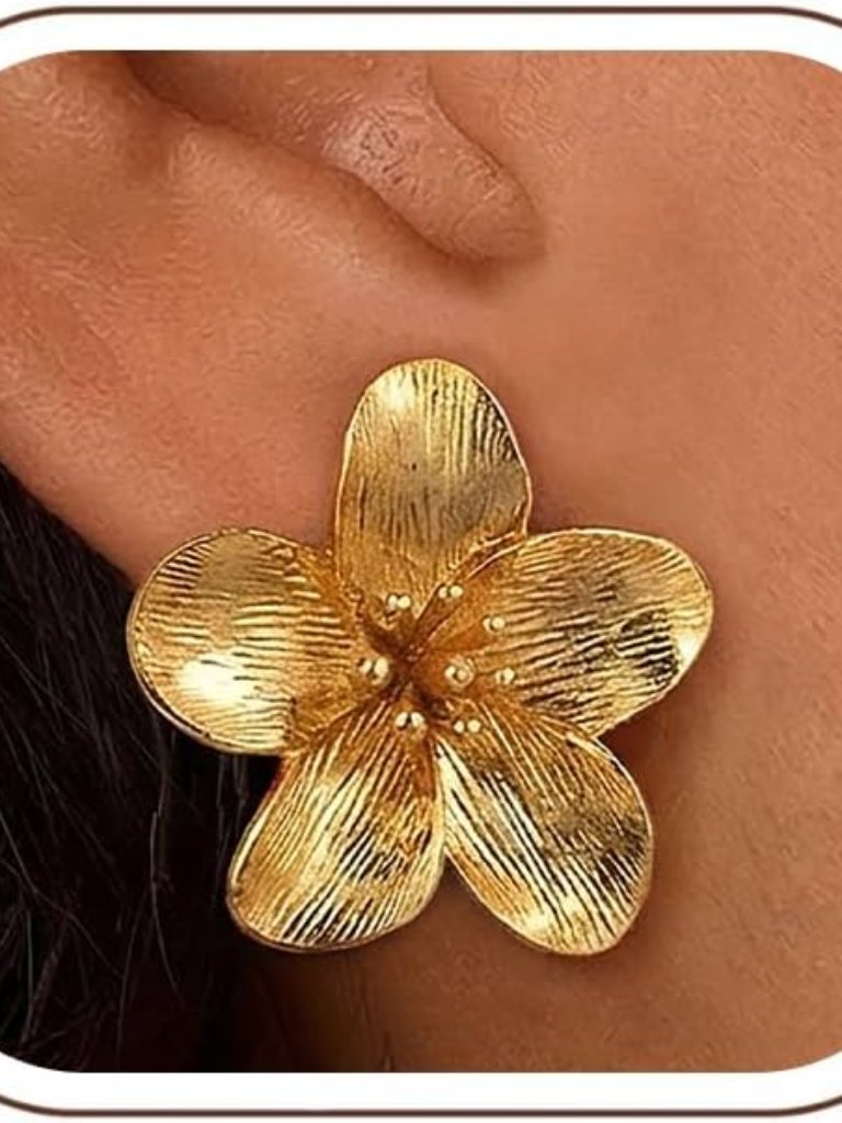 Gold Statement Earrings For Women Trendy Chunky 14k Gold Plated Starfish Seashel